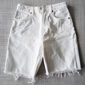 Zara White Denim Cutoff Shorts Size 2 | High Waist Raw Hem Jean Shorts